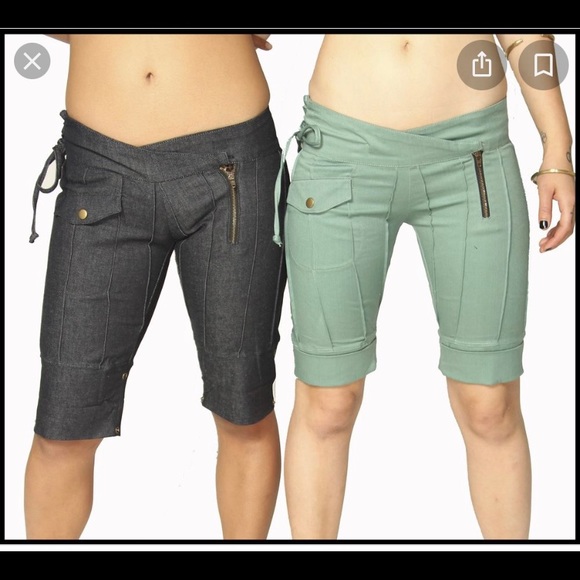 Rabbit and Empee V-waist tomboy shorts - in brown - Picture 4 of 8